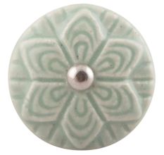 Sage Green Ceramic Flower Cabinet Knobs Online